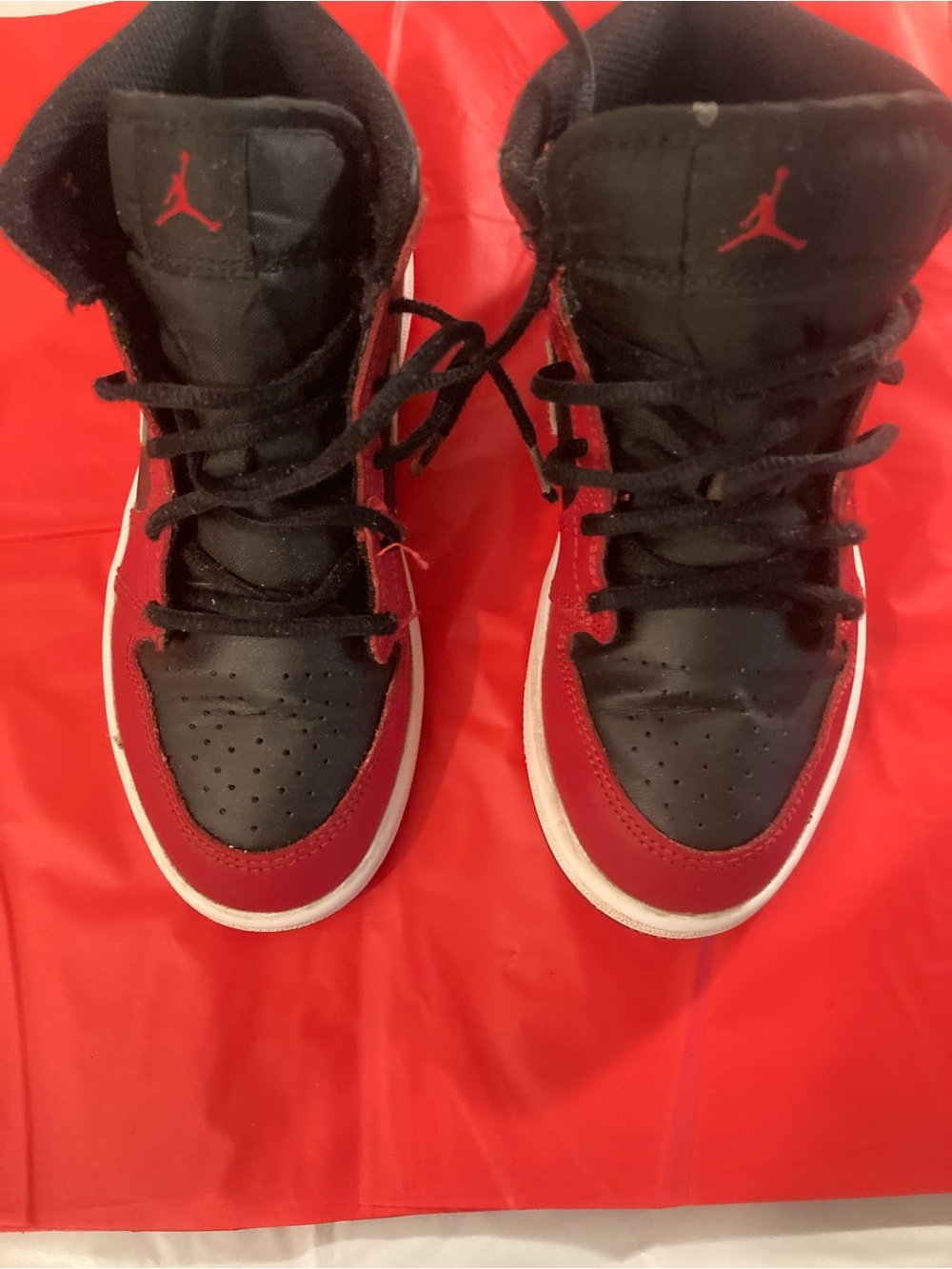 Jordan Kids Black and Red High-Top Sneakers size 13c